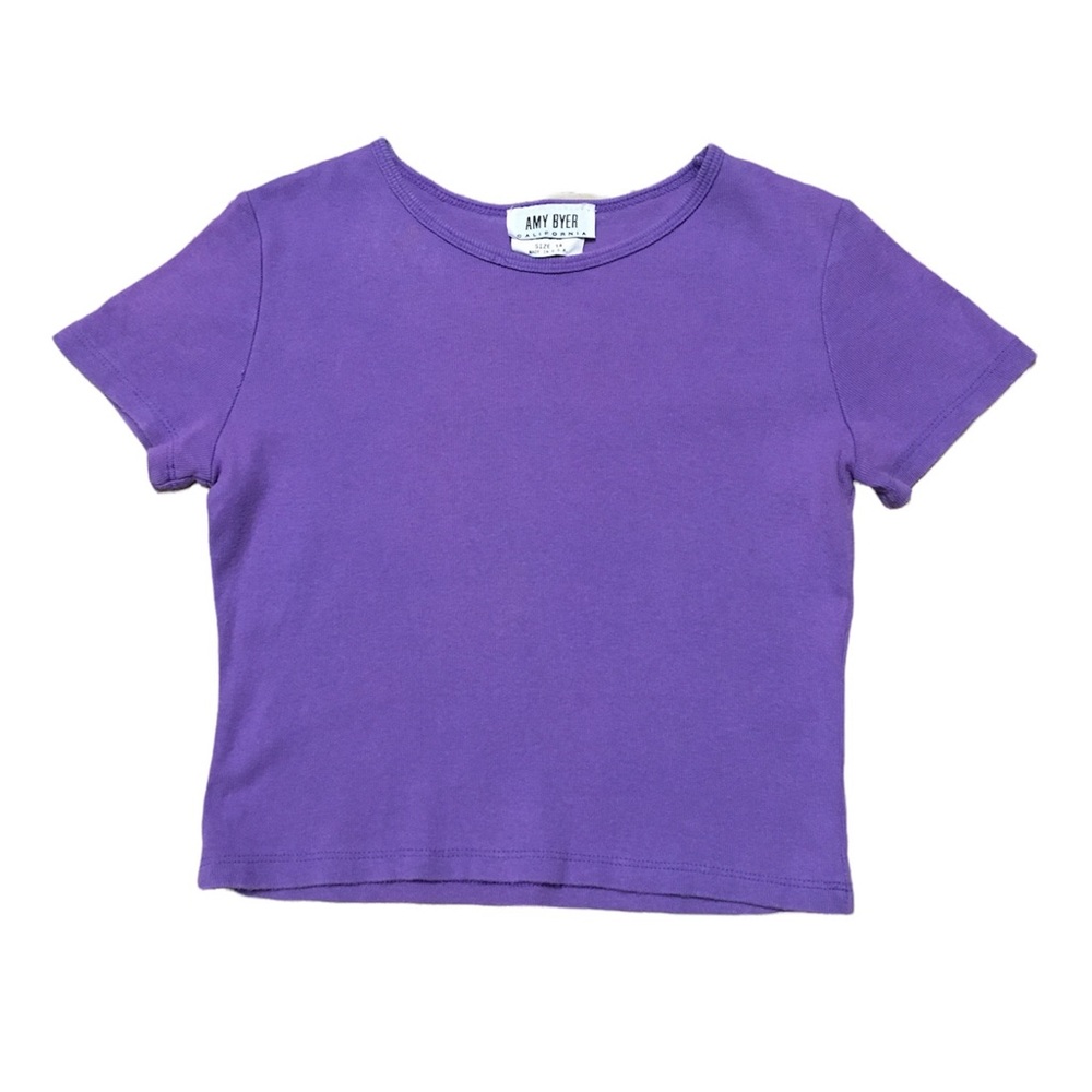 Amy Byer Vintage Purple Crop Top Short Sleeve T Shirt Size Youth 14